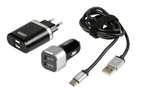 3 in 1 Usb Type-C kit - Fast Charge - 12/24V + 230V